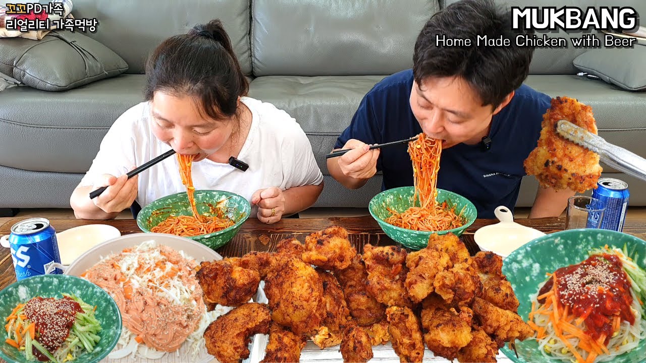 🐔바삭한 닭정육 통닭 만들어서 매콤한 쫄면에🍻시원한 맥주까지!(ft.양배추샐러드)ㅣHome Made Chicken with BeerㅣMUKBANGㅣEATING SHOW