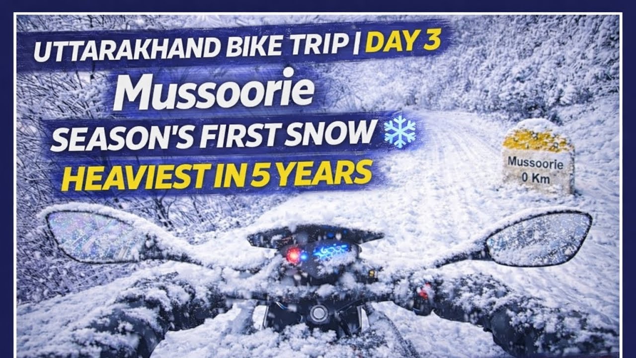 Season’s First Snow in Mussoorie❄️ | Heaviest in 5 Years | Uttarakhand Bike Trip Day 3 | Pulsar N160