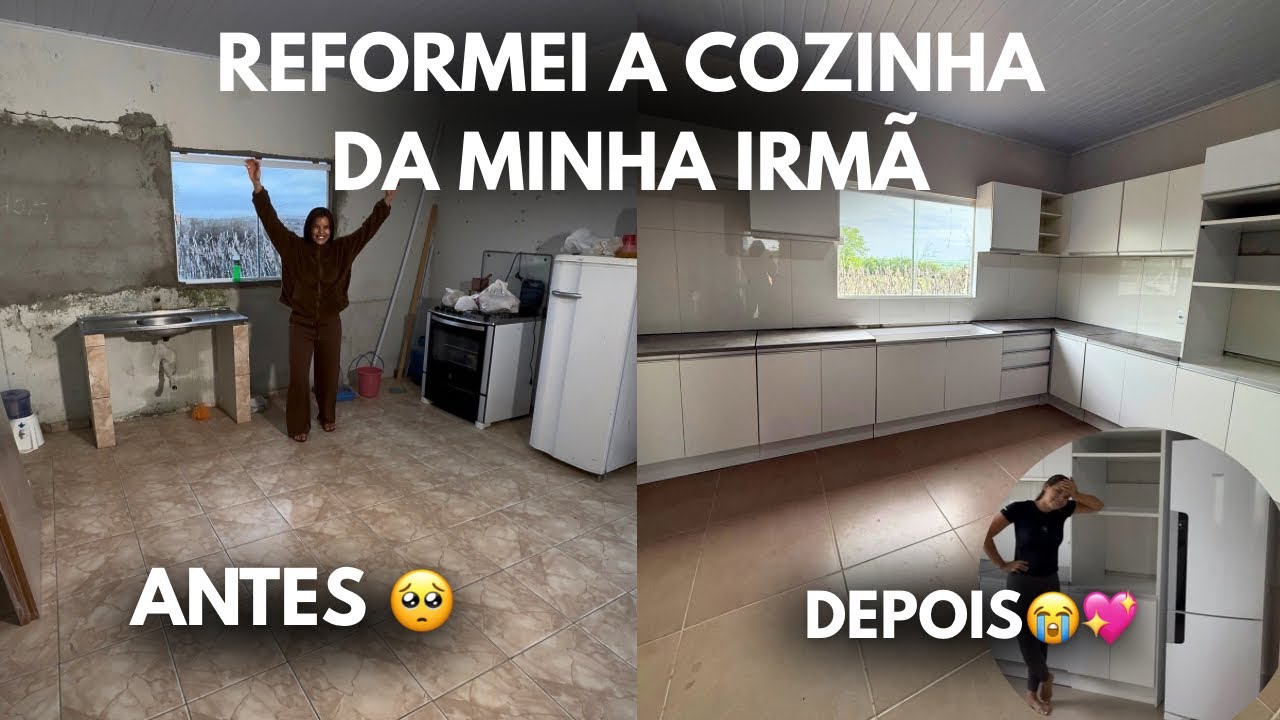 A COZINHA DA MINHA IRMÃ FICOU PRONTA! #diariodaobra #diariodareforma #cozinha #antesedepois #reforma