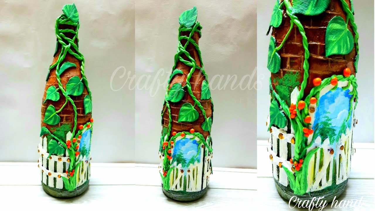 Bottle art | glass bottle decoration | bottle decoration idea | bottle craft