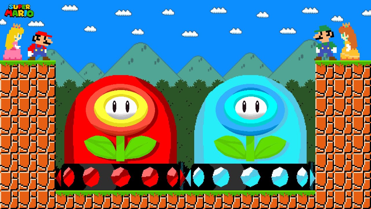 Can team Mario Collect Ultimate ICE - FIRE Flower Switch in New Super Mario Bros Wii?