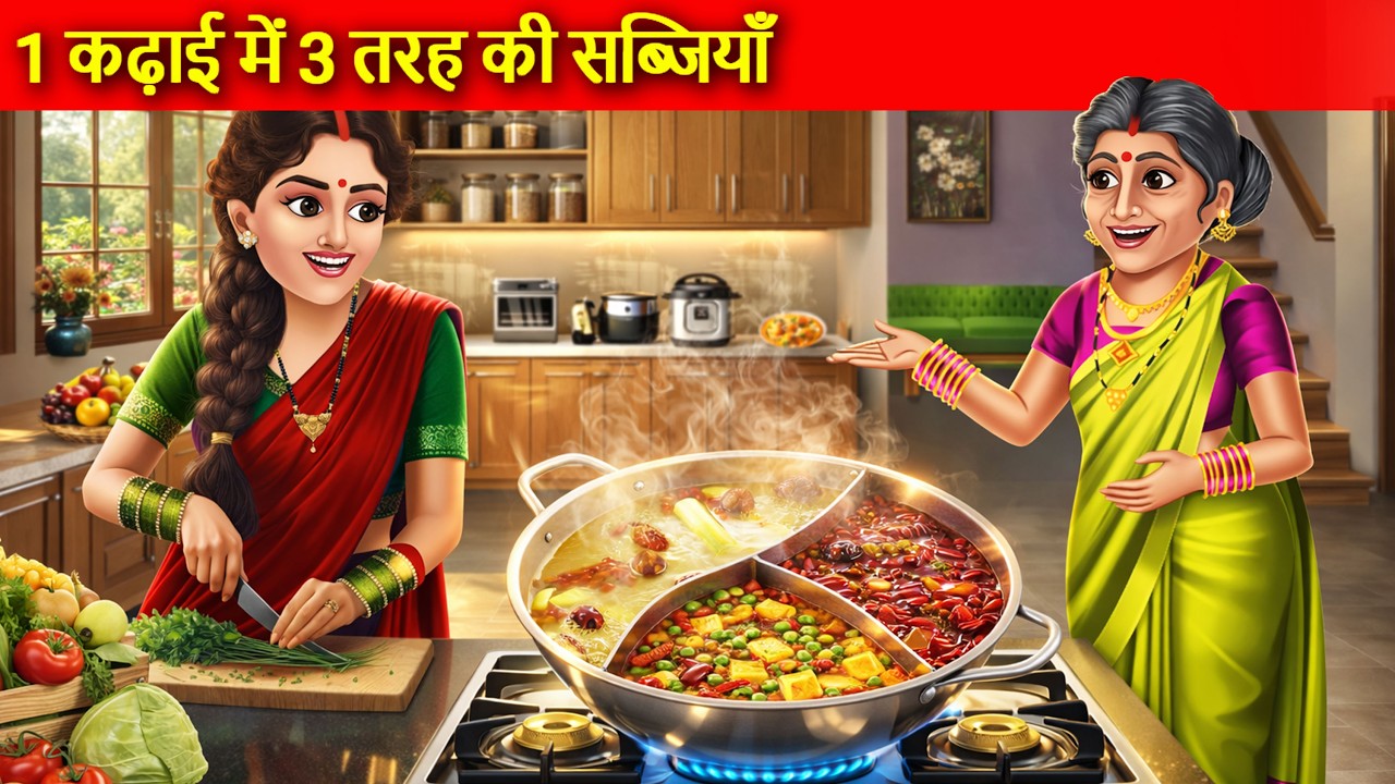 एक कढ़ाई में तीन सब्जी बनाने वाली जुगाड़ू बहू | Ek Kadhai Me 3 Sabji | Moral Story |