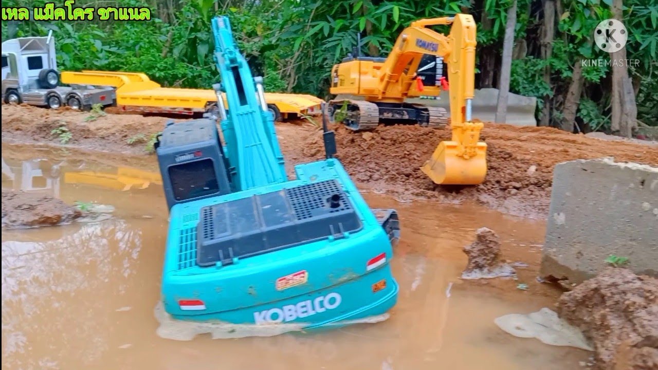 sk200-8ลงบ่อจะไปปิดน้ำ ดังติดหล่มซะเอง ดีนะเจ้าPC200-8 มาช่วยไว้ทัน!!ep.92