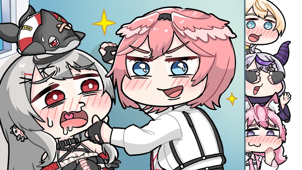 【手描き】マリンと鷹嶺ルイに誘惑されるさかまたの誕生日会【こまいぬ/切り抜き/hololive】