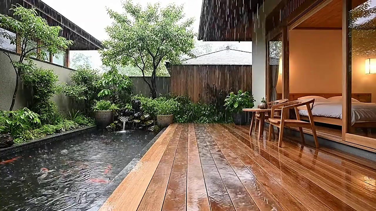 Soothing Tropical Rain Forest Ambience with Soft Piano for Peaceful Night Sleep