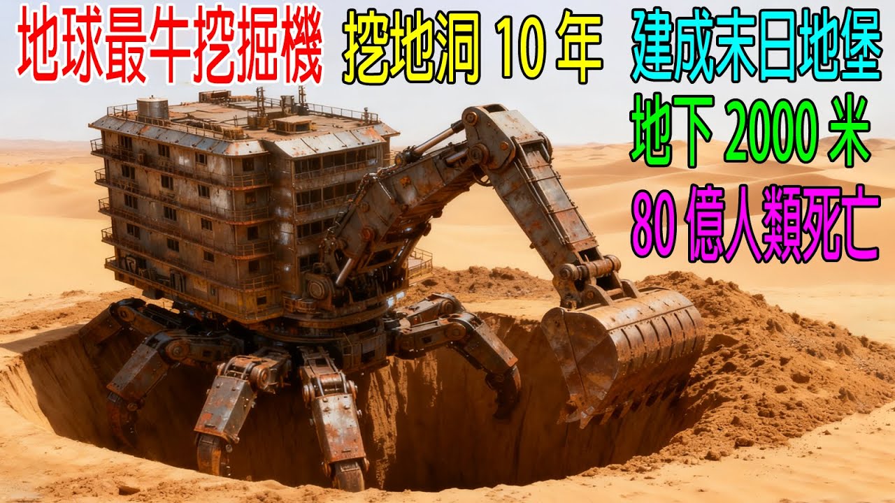 地球最猛挖掘機，挖地洞10年，建成末日地堡，地下2000米，容納1萬人！地球80億人死亡