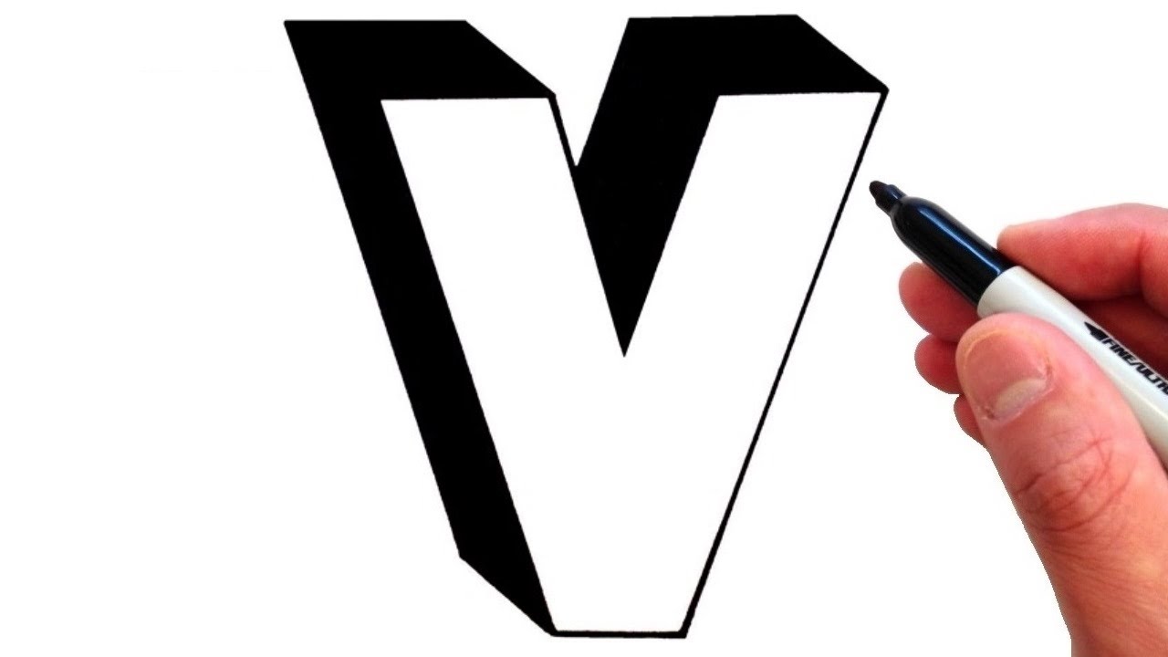 How to Draw Letter v in Lowercase 3D