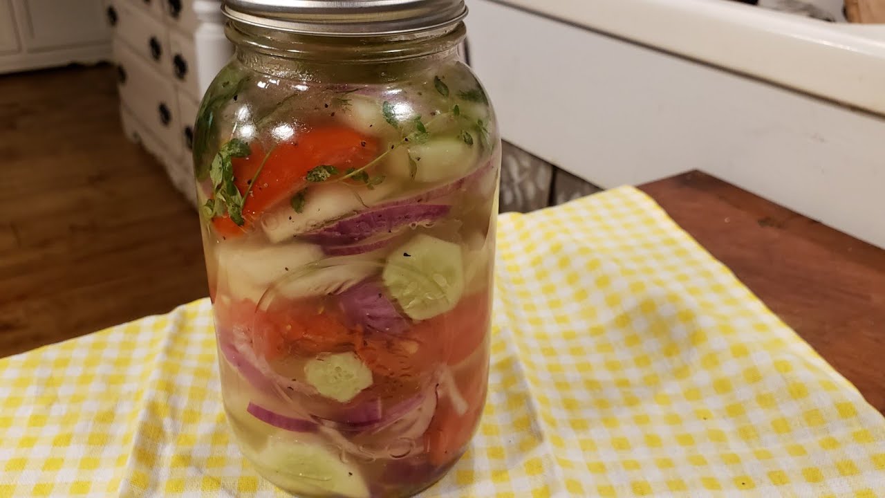 #1 summer salad/ marinated cucumbers, onions, tomatoes