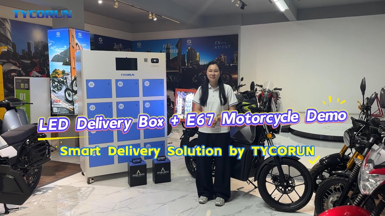 Smart LED Delivery Box + Electric Motorcycle Demo | TYCORUN Battery Swap Solution