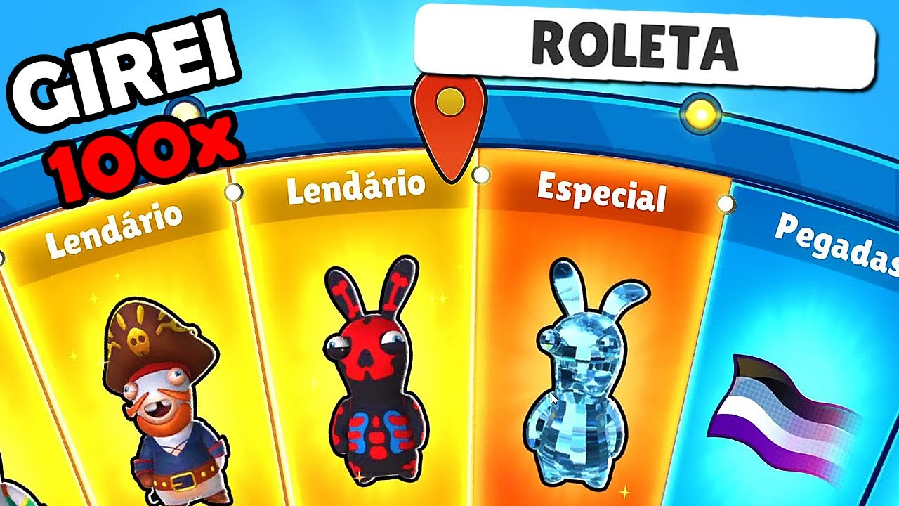 GIREI 100x A ROLETA das NOVAS SKINS RABBIDS no Stumble Guys
