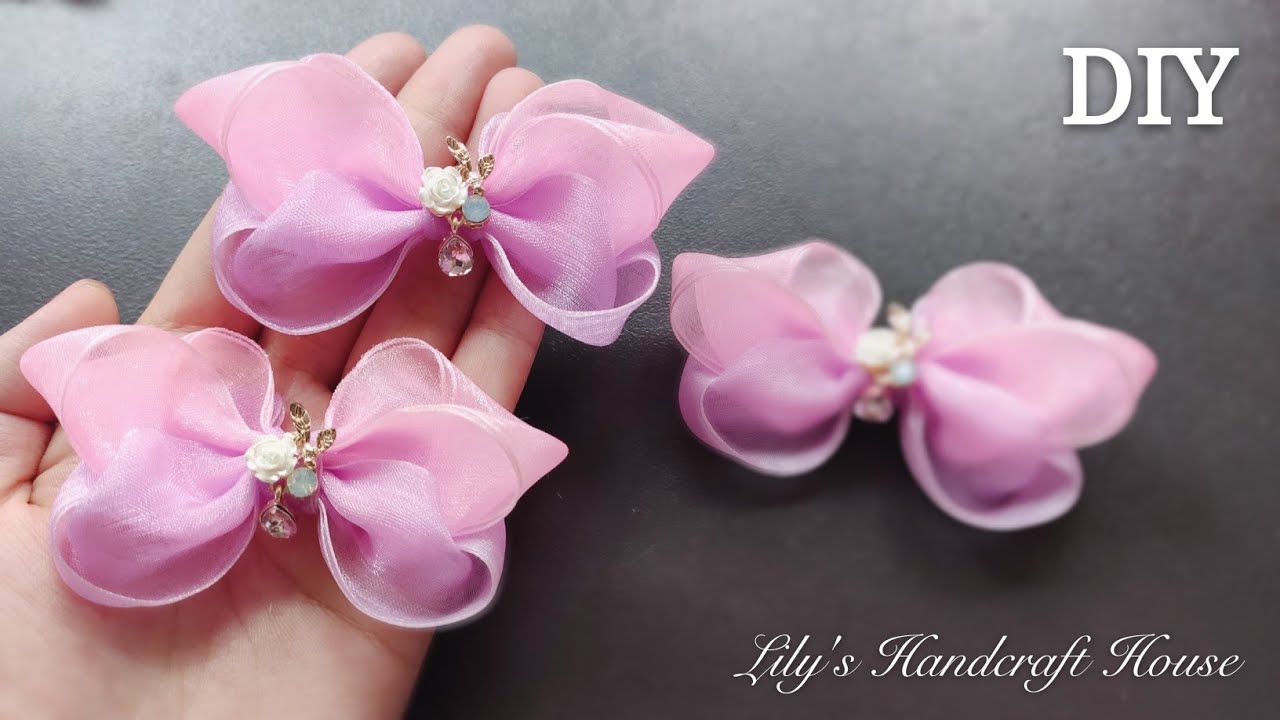DIY organza ribbon bow /手作/Mk/Flor de fita