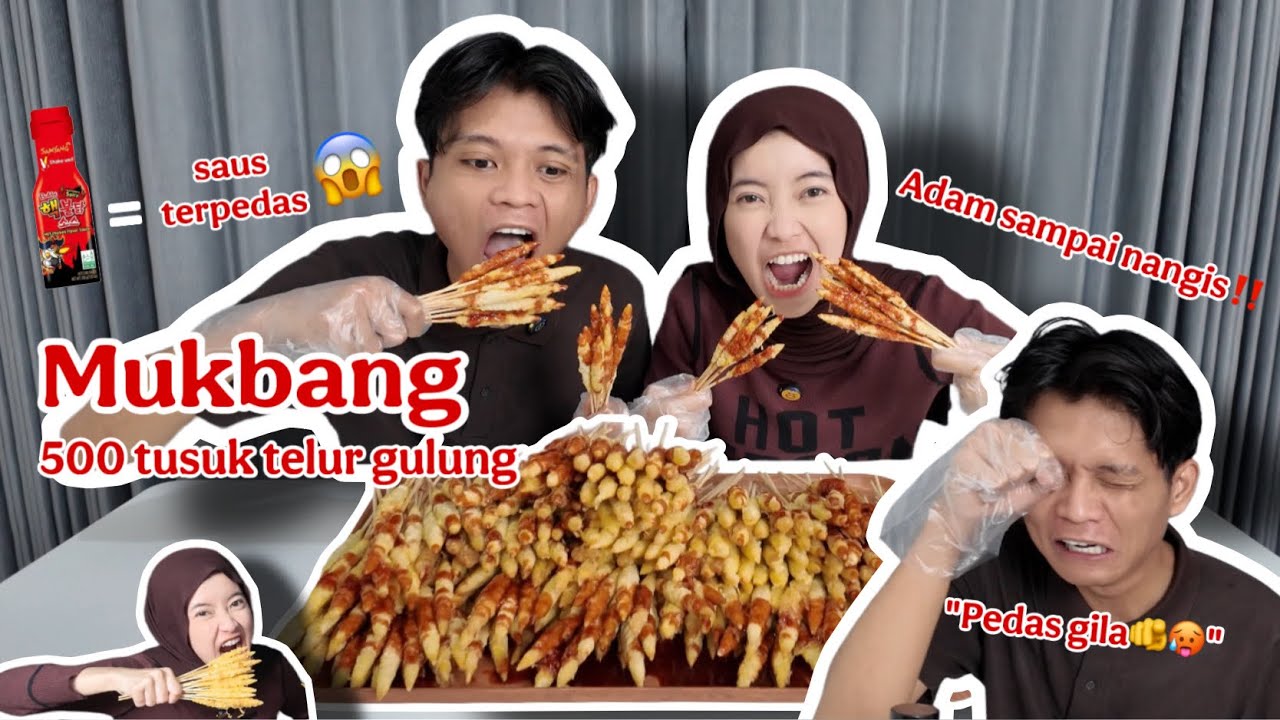 REKOR DUNIA❗️MUKBANG 500 TUSUK TELUR GULUNG + SAUS SAMYANG LEVEL MAX😱SYIFA ADAM LANGSUNG NAIK BB10KG