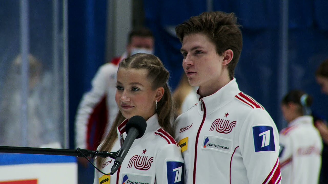 Winner Interview -Ice Dance Vasilisa Kaganovskaia/Valeriy Angelopol RUS  #JGPFigure