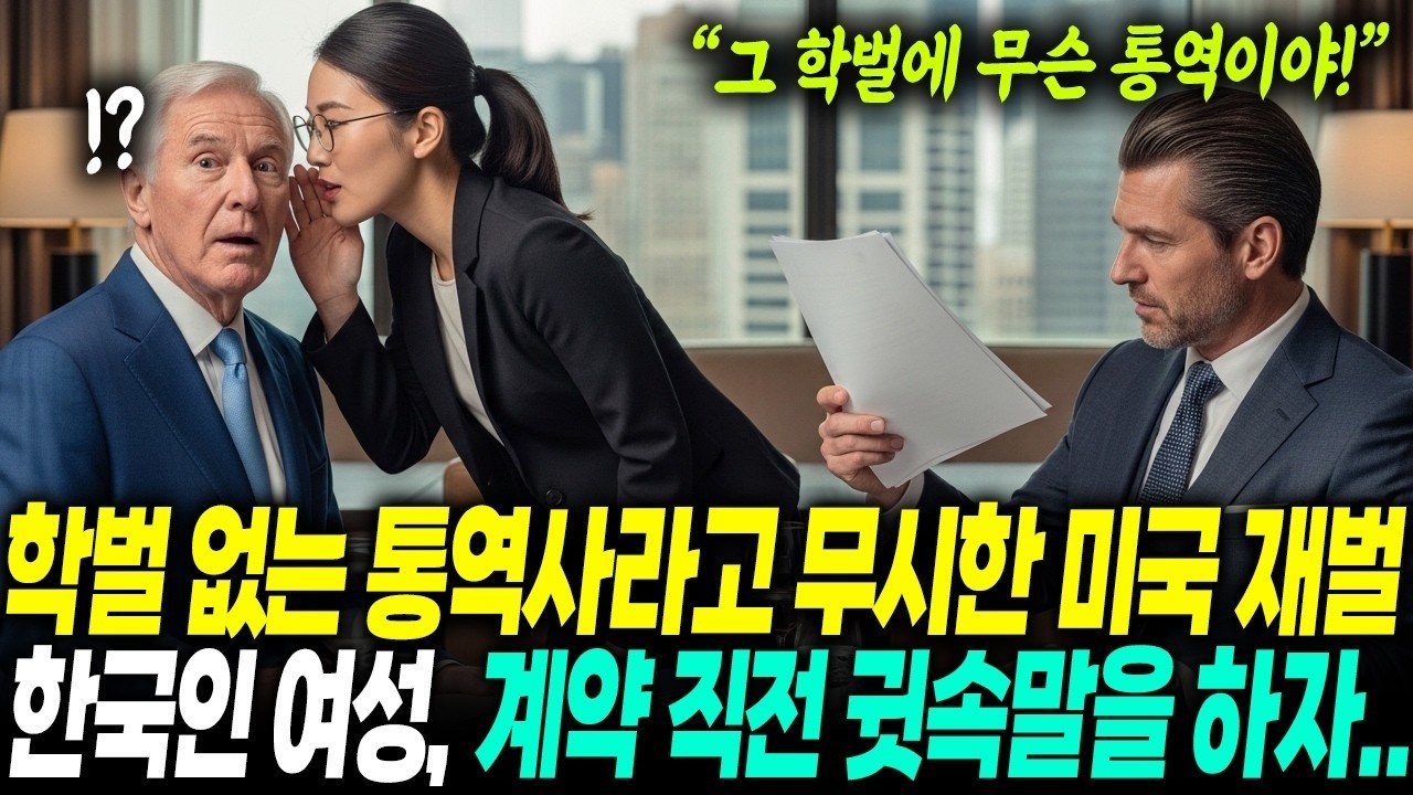 미국 유명 대기업 회장은 학벌로 한국인 여성 통역사를 무시하며 재무 자문을 구하자, 그녀의 5개 국어 분석에 그는 결국 파산했다