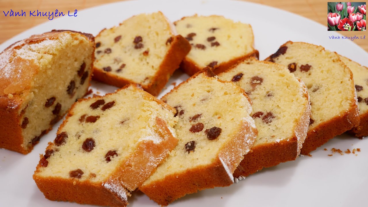 Cách làm Bánh Bông Lan Bơ Nho Nổi tiếng Không cần Máy Chỉ cần 3 Phút, Raisin pound Cake, Vanh Khuyen