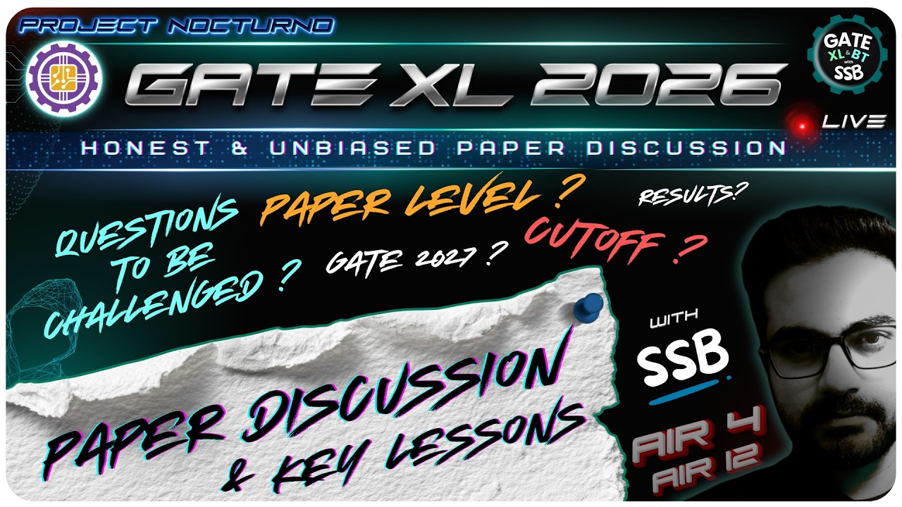 GATE XL 2026 Paper Discussion 🔴 | Official Answer Key + Response Sheet Based Solutions | SSB