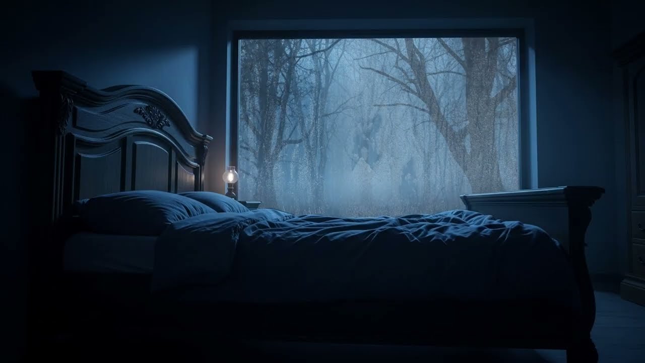 Rain on Window in a Forest Bedroom - Soothing Nature Ambience for Sleeping and Meditation