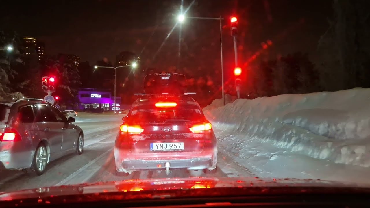 Driving in Winter -40 °C degree. Discover Luleå Norrbotten Sweden