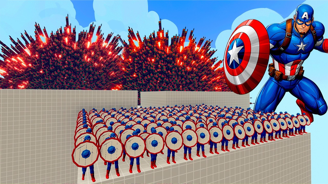 100x CAPTAIN AMERICA + 1x GIANT vs 1x EVERY GOD   Totally Accurate Battle Simulator TABS