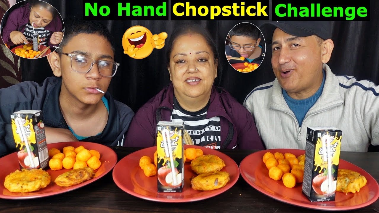 NO HAND CHOPSTICKS CHALLENGE ll 3 IN 1 CHALLENGE @BudaBudiVlogs @MeroNepaliKitchen