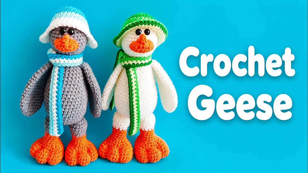 Два весёлых гуся крючком. Two funny crochet geese.