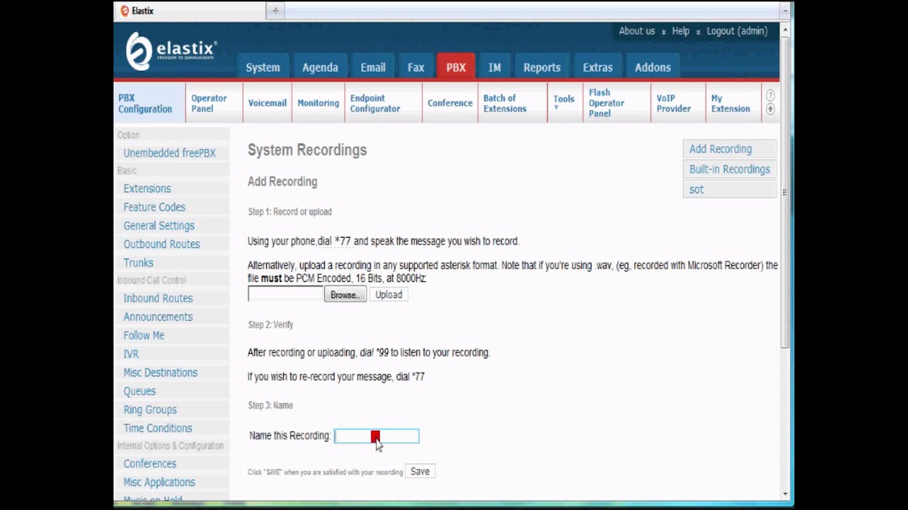 Asterisk and Elastix System Recordings