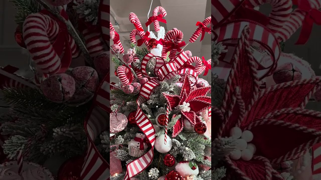 Raz Peppermint Christmas Tree Picks & Ribbon