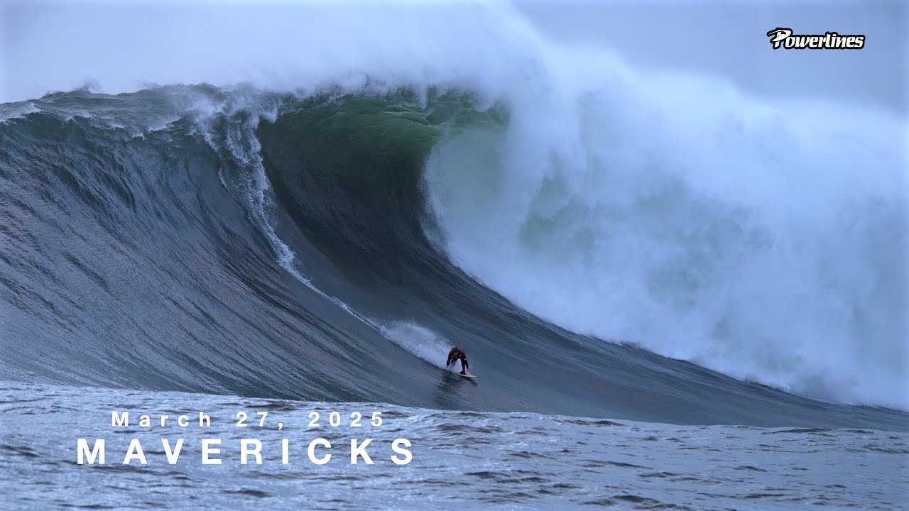 Storm Swell hits Mavericks • March 27,  2025 • Small crew towsurf bombs  #4k #powerlinesproductions