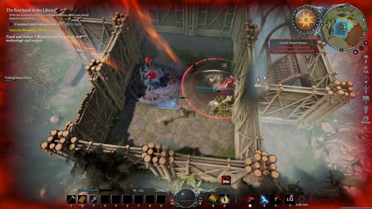 V Rising - open world pvp from farbane to cursed forest