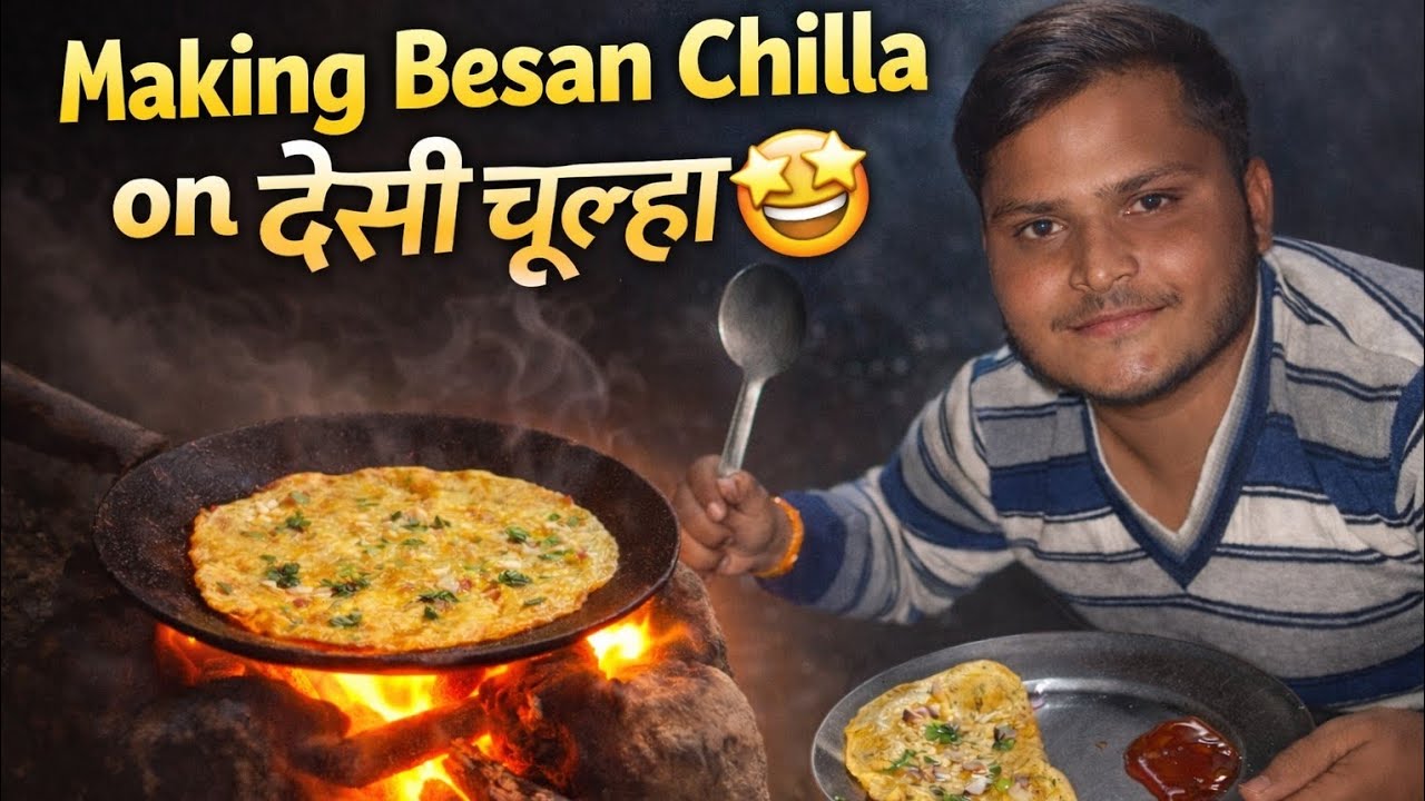 Making Besan Chilla on देसी चूल्हा 🤩 | Pure Village Style | Radhe Chauhan - RAW