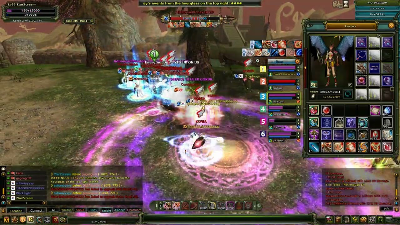 나이트온라인(KNIGHT ONLINE) 히페아르전법/ KO4FUN immotal server Warrior play / Osushi Japan vs KOREA CLAN