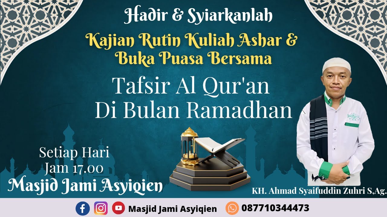 🔴Live KULIAH ASHAR : Tafsir Kitab Al Ibriz Surat LUQMAN - KH.Ahmad Syaifuddin Zuhri S,Ag.