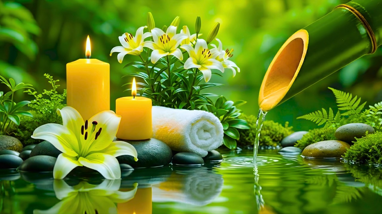 Relaxing Sleep Music + Bamboo Water Sounds 🌿 Deep Healing, Meditation, Mind Body, Deep Sleep