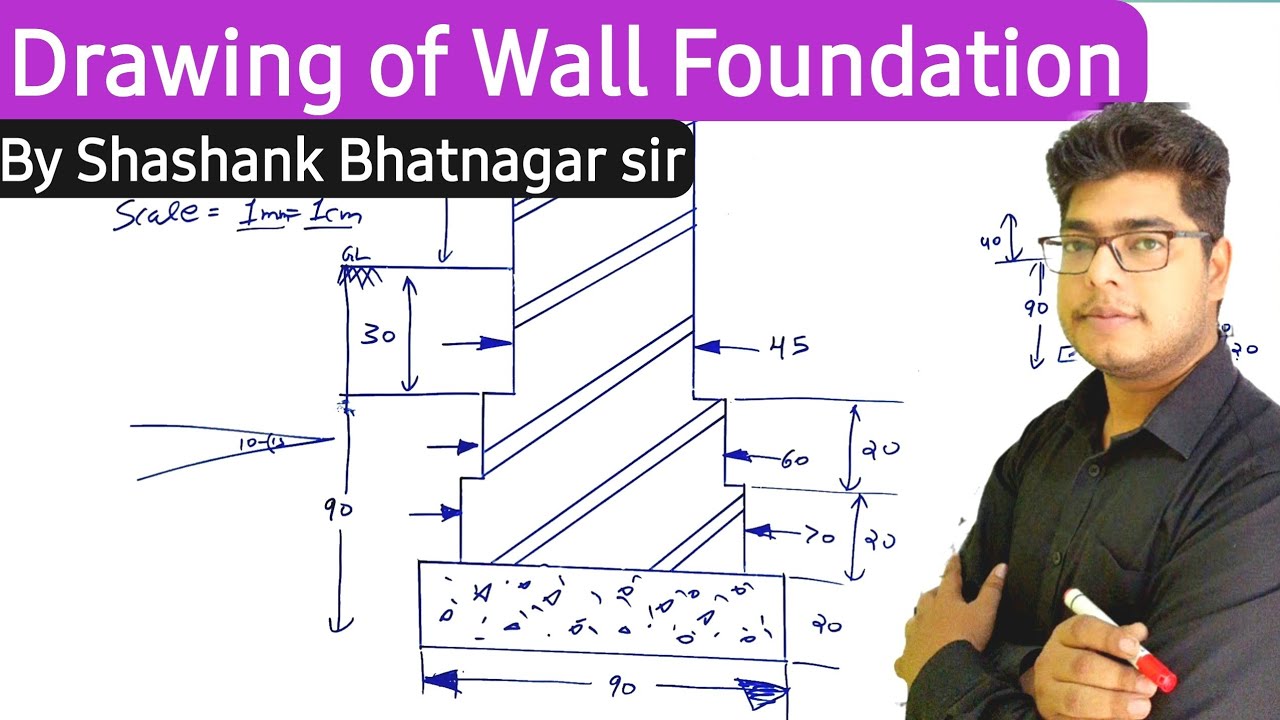 Drawing of Wall Foundation | Building Drawing lec 4 by Shashank Bhatnagar @WAYtoEngineering