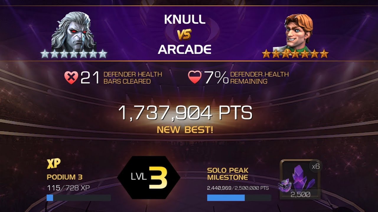 KNULL SHREDS 21 BARS VS TRICKY ARCADE | Mcoc Alliance Coliseum Arcade