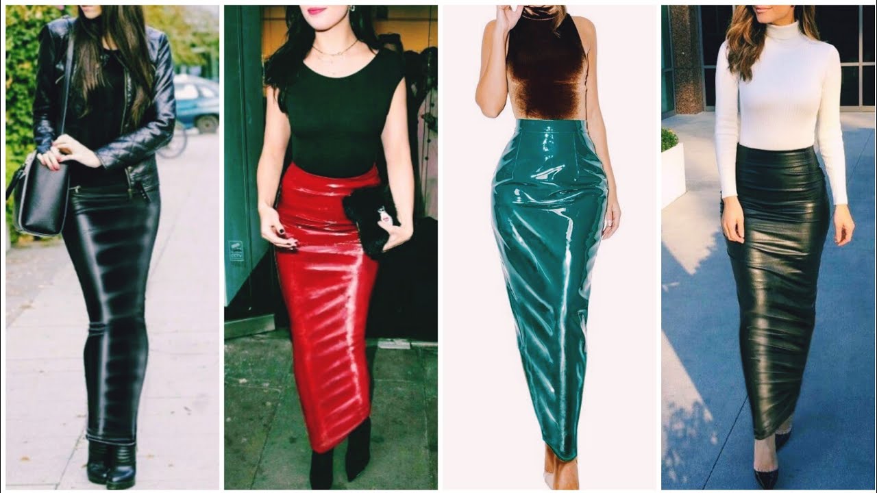 most impressive and stylish collection of leather and latex women hobble dresses.