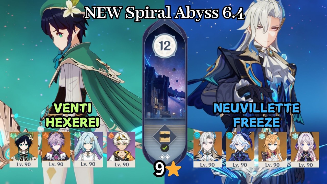 C0 Venti Hexerei & C0 Neuvillette Freeze | NEW Spiral Abyss 6.4 Luna V | Full Star Clear