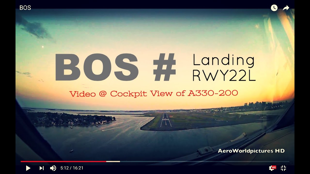 Landing @ BOSTON - Logan Int'l Airport ( BOS/KBOS ) MA.USA # Cockpit View - RWY22L