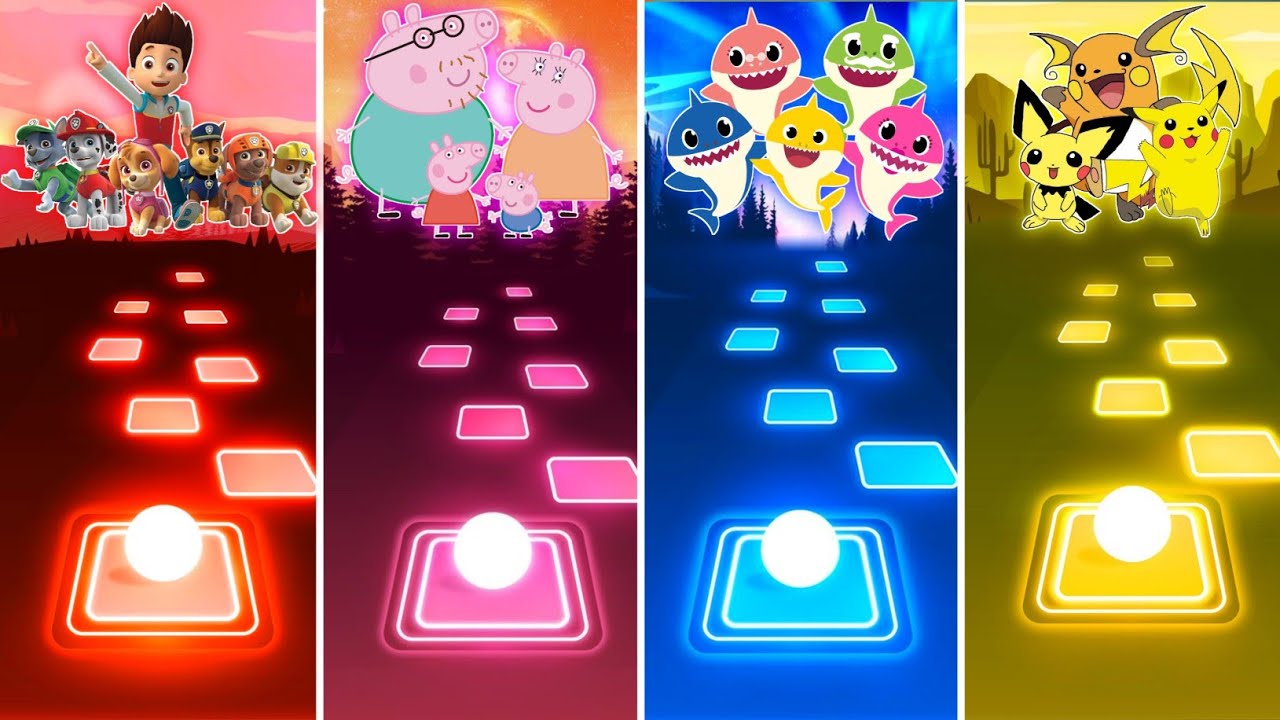 Paw Patrol vs Peppa Pig vs Baby Shark vs Pikachu - Tiles Hop EDM Rush