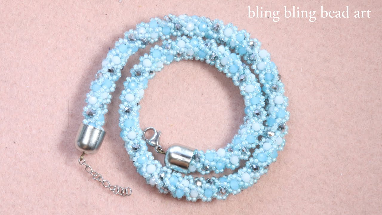 آموزش بافت گردنبند با کریستال و منجوق شیک و سادهCrochet beaded necklace with   kristal and seedbeads