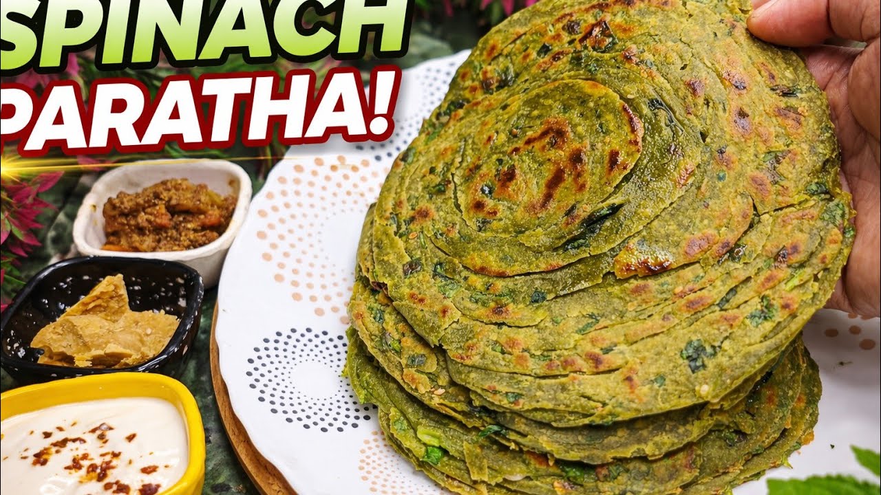 Palak Hari Pyaz Ka Laccha Paratha 😋| Healthy And Crispy Breakfast Recipe