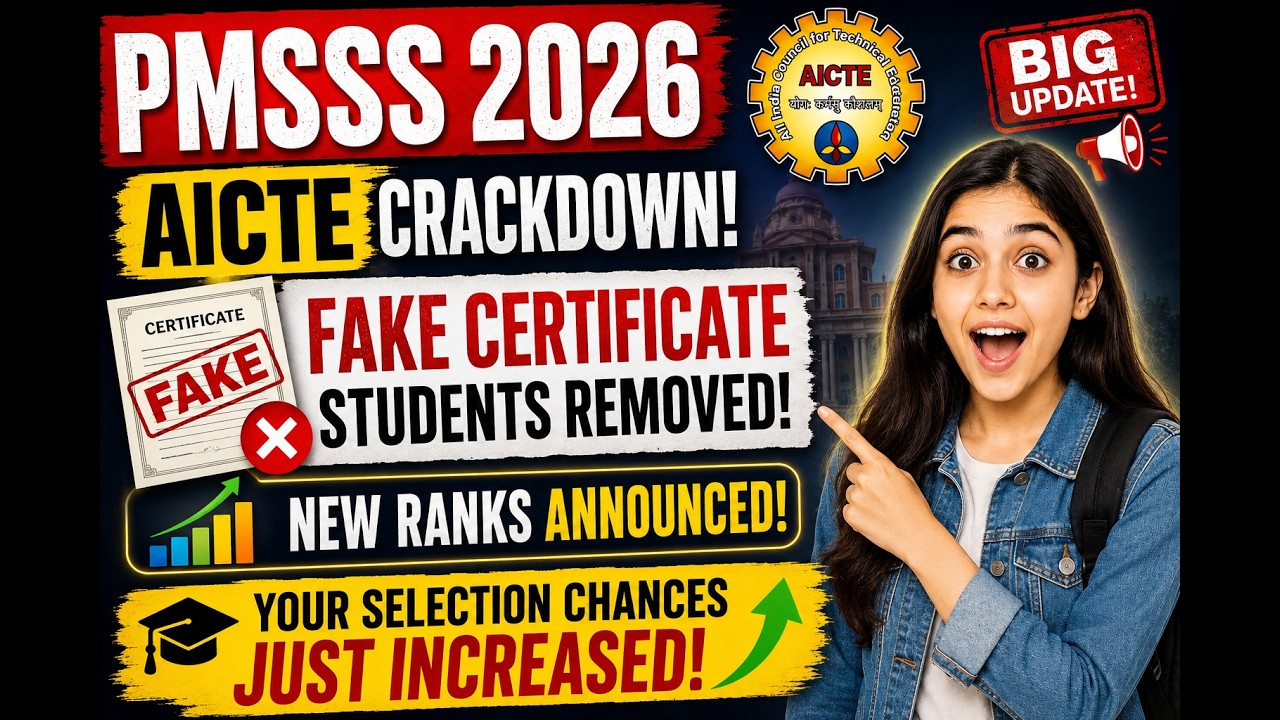 PMSSS 2026: AICTE Crackdown &ndash;GOOD NEWS New Ranks Announced! Your Selection Chances Just Increased