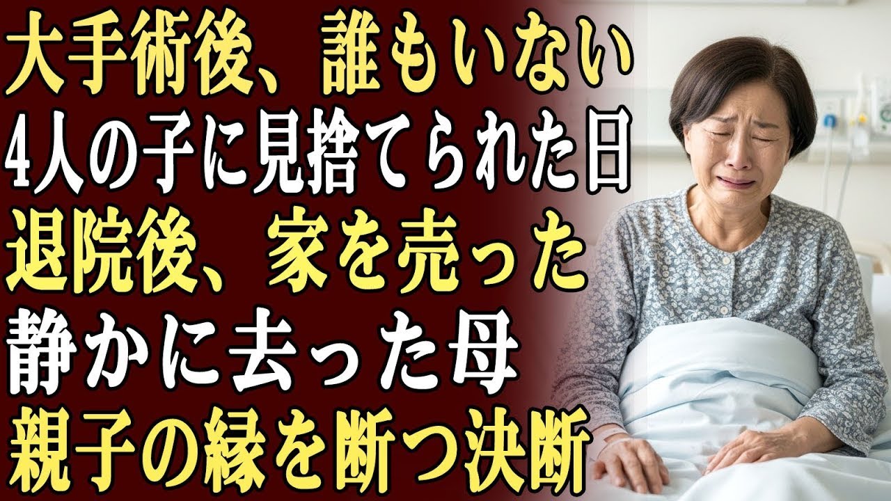 手術から目を覚ましたが、4人の子どもは誰一人そばにいなかった…。退院直後、私は家を売り、静かに去って彼らとの関係を断った。