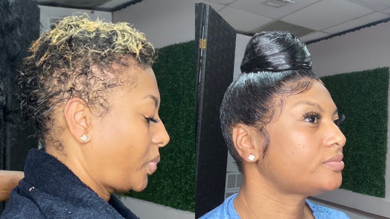She was shocked that I could put her short hair in a ponytail (wedding transformation)