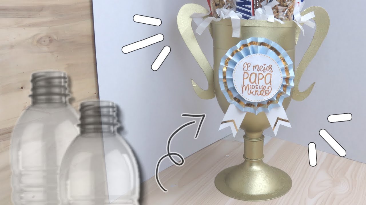 ¡ TROFEO AL MEJOR PAPÁ NOVIO AMIGO CON BOTELLAS ! ♥ MATERIAL RECICLADO