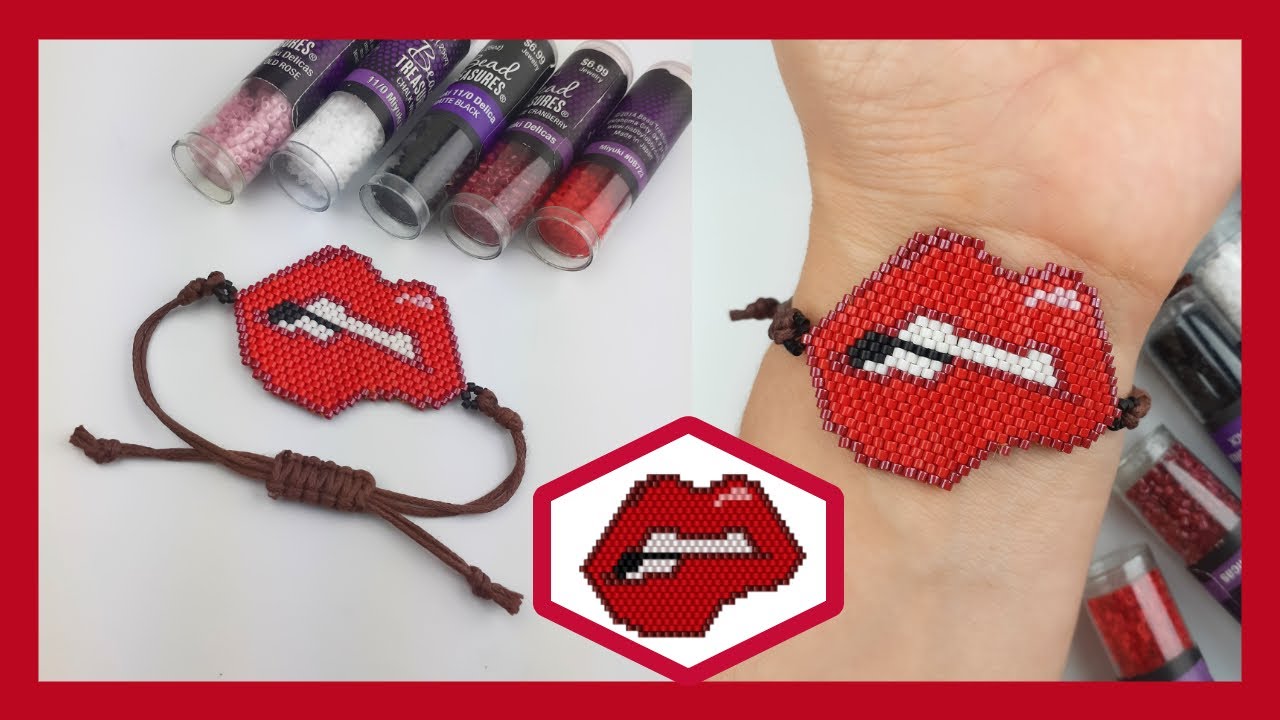 LABIOS MORDIDOS / BRICK STITCH/PULSERA DE LABIOS