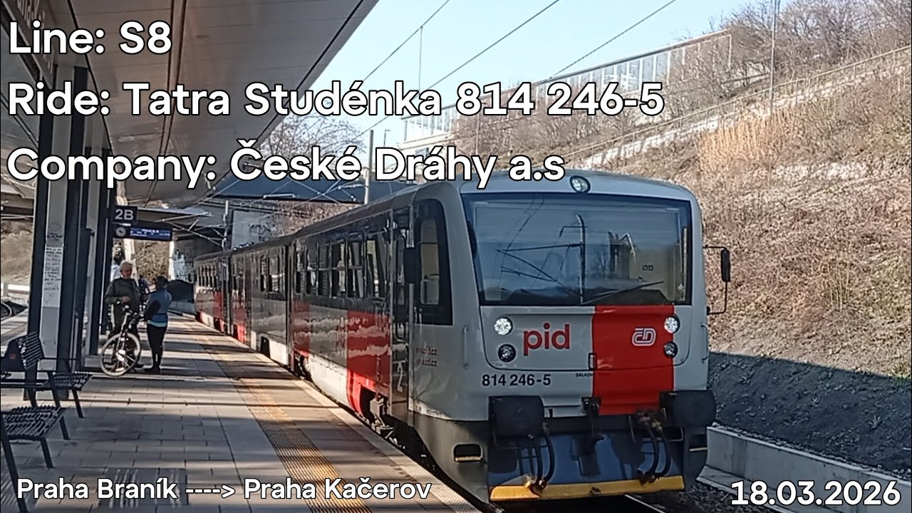 Line: S8 Ride: Tatra Studénka 814 246-5 Company: České Dráhy a.s to Praha Kačerov 