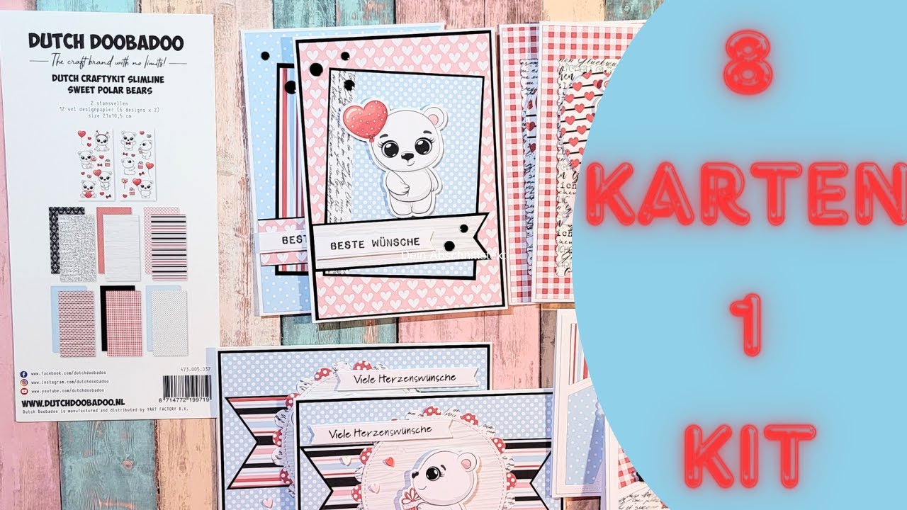8 Karten 1 Craftykit  | von Dutch Doobadoo  | Sweet Polar Bears #cards