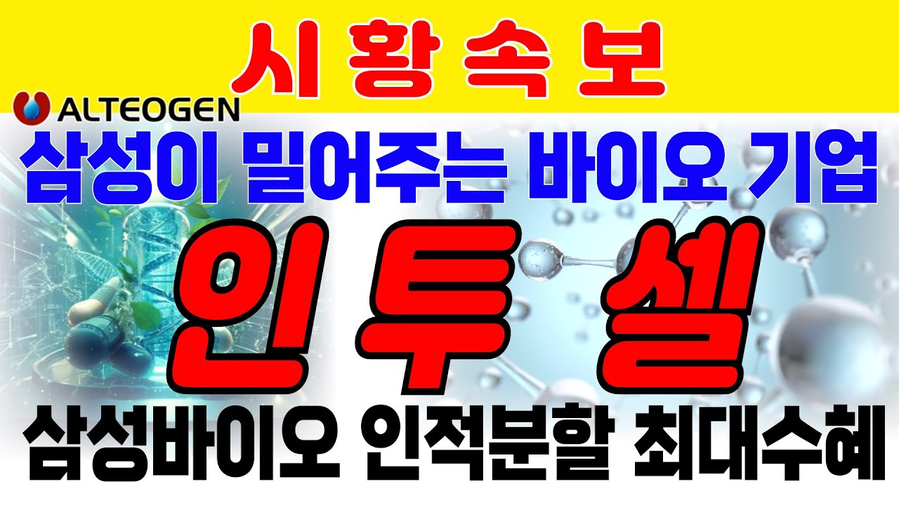 [인투셀]삼성바이오로직스 인적분할 최대 수혜주. 삼성이 밀어주는 바이오 기업. ADC기술가치 높여야 한다.  와이바이오로직스 알테오젠