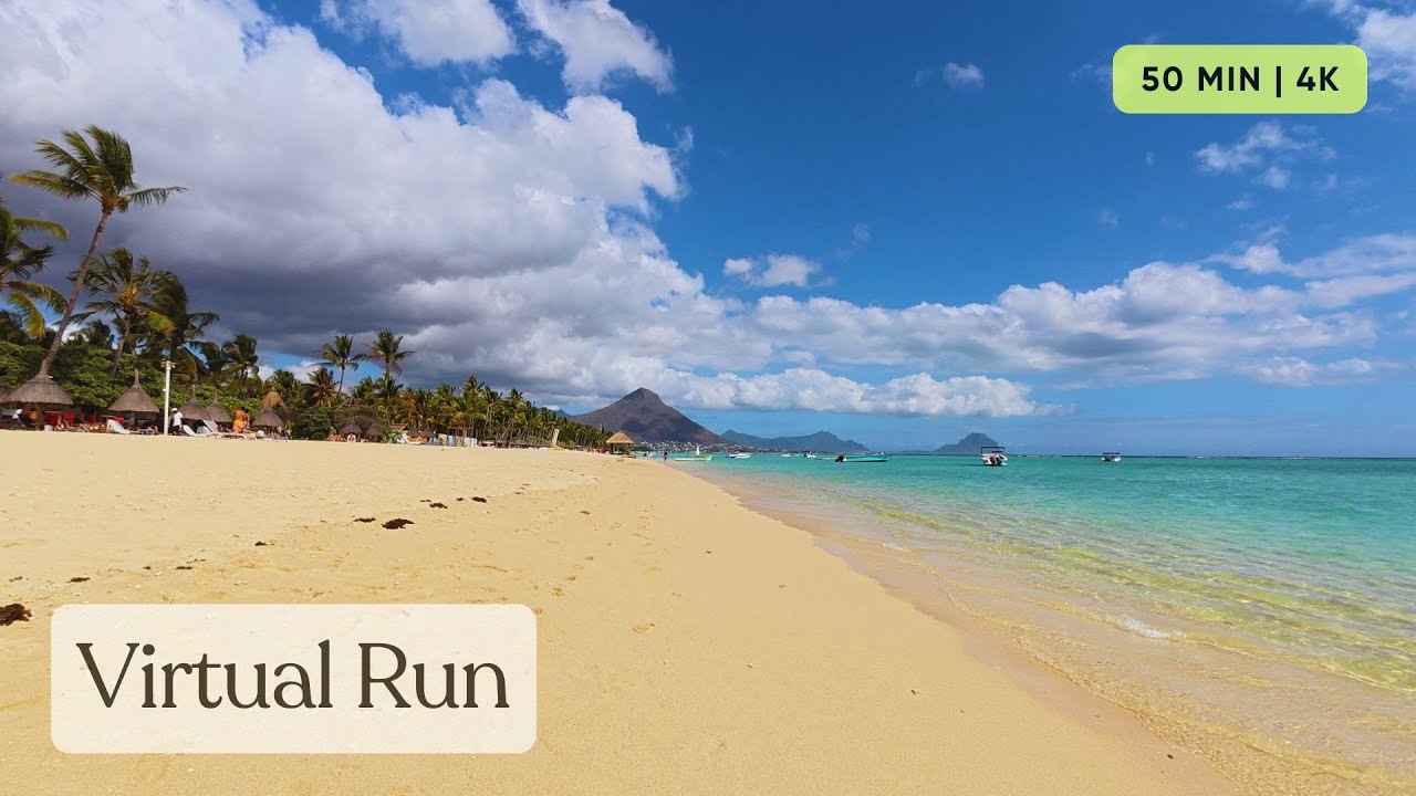 Tropical Beach Run | Virtual Running Videos for treadmill | Mauritius